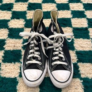 Converse Black High Tops, Size 9W